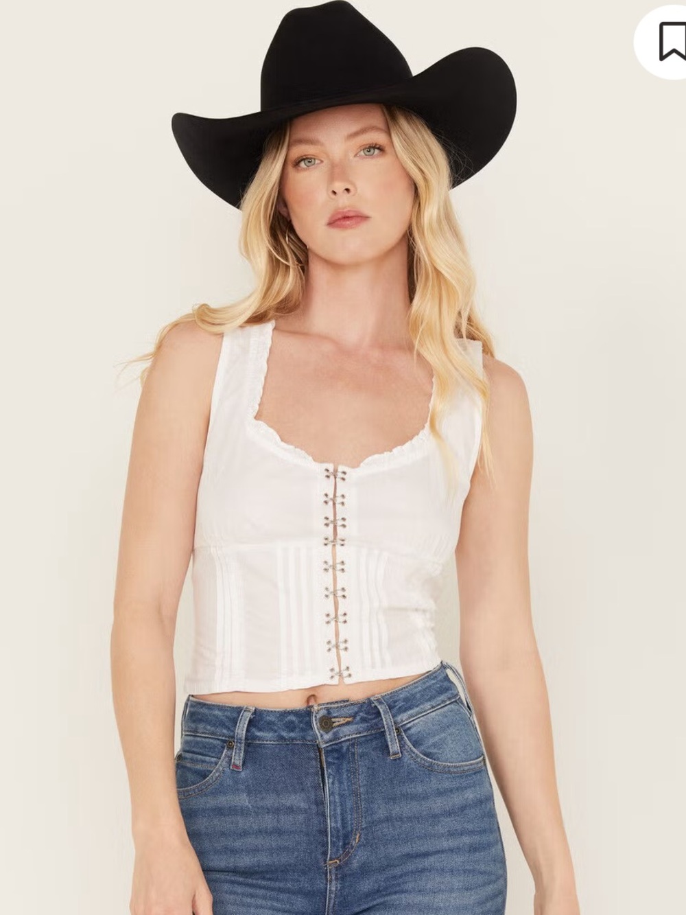 NWT Free People Sz Large Women’s White Amelia Corset Tank Top Blouse Ret $78!